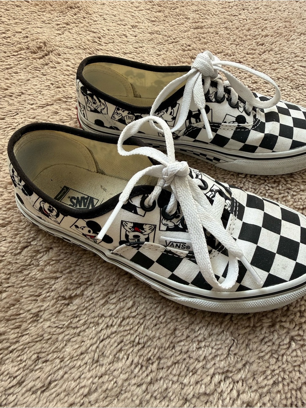 Vans Customs Kids Mickey + Checkerboard Authentic Shoes